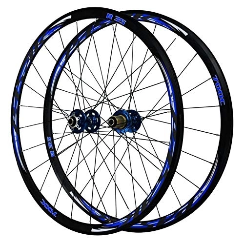 Mountain Bike Wheel : CHICTI Bicycle Wheelset, Cycling Wheels 700c Double Wall MTB Rim Quick Release Off-road Disc Brake 29in Cycling Wheels Outdoor (Color : Blue hub)