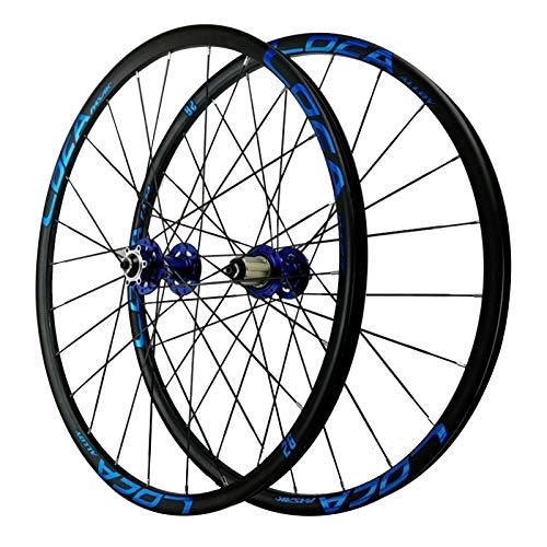 Mountain Bike Wheel : CHICTI Bike Wheels, 26 / 27.5'' Mountain Bike Quick Release Wheel Set 24 Holes Aluminum Alloy Disc Brake Wheel Outdoor (Color : Blue, Size : 26in)