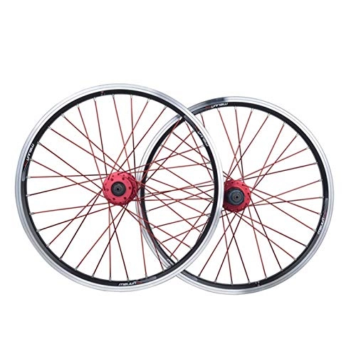 Mountain Bike Wheel : CHICTI Bike Wheelset 20 Inch Double Wall Alloy Rim V / Disc Brake Quick Release 7 / 8 / 9 / 10 Speed Card Hub For Folding Mountain Bike 32H