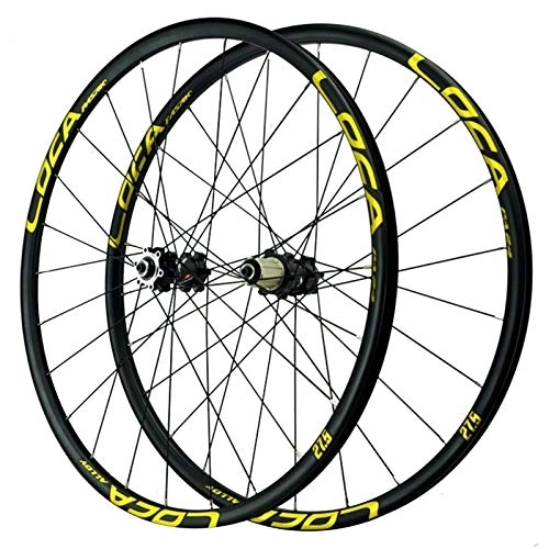 Mountain Bike Wheel : CHICTI Bike Wheelset, Quick Release Wheels Mountain Bike 26 / 27.5 / 29 Inch Straight Pull 4 Bearing Disc Brake Wheel Outdoor (Color : Yellow, Size : 29IN)