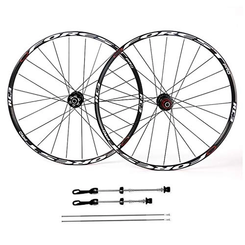 Mountain Bike Wheel : CHICTI Bike Wheelsets 26, Double Wall 27.5 Inch MTB Wheels Quick Release Sealed Bearings 5 Palin Disc Brake 24 Hole 8 9 10 Speed Outdoor (Color : Black, Size : 26inch)