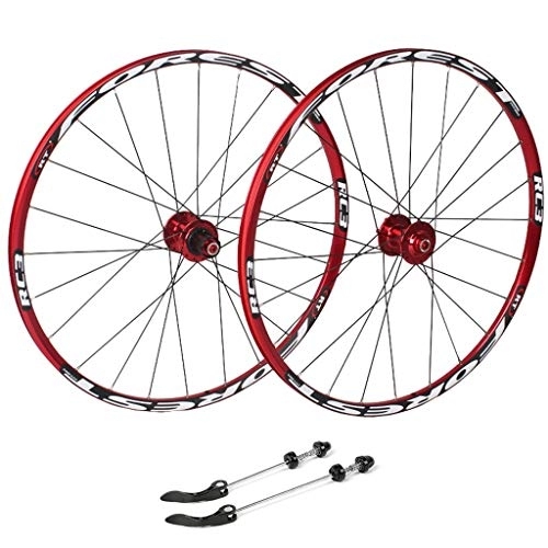 Mountain Bike Wheel : CHICTI Cycling Wheels 26, Bicycle Double Wall MTB Rim Quick Release V-Brake Hybrid / Hole Disc 7 8 9 10 Speed 135mm Outdoor (Color : Red, Size : 27.5inch)
