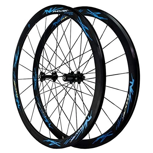 Mountain Bike Wheel : CHICTI Cycling Wheels 700c, 24 Holes Aluminum Alloy Double Wall MTB Rim V Brake 7 / 8 / 9 / 10 / 11 / 12 Speed Wheel Bike Wheelset Outdoor (Color : Blue)