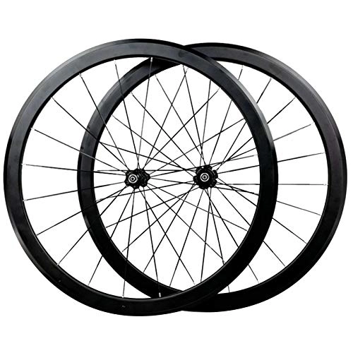 Mountain Bike Wheel : CHICTI Cycling Wheels 700c, Double-decker Mountain Bike Rim 40MM Flat Bar Ultralight Bearing V Brake 7-12 Shift Wheel Outdoor (Color : Black, Size : 700C)