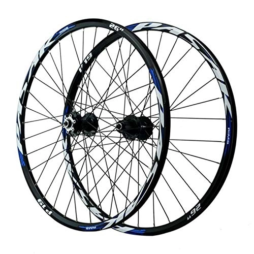 Mountain Bike Wheel : CHICTI Cycling Wheelsets, Double Wall MTB Rim 32 Holes Quick Release Disc Brake 8 / 9 / 10 / 11 / 12-speed First 2 Rear 5 Bearings Outdoor (Color : Black hub, Size : 29in)