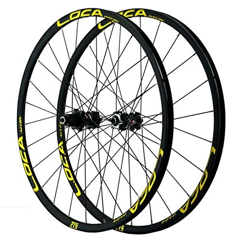 Mountain Bike Wheel : CHICTI Mountain Bike Quick Release Wheel Set 26 / 27.5 / 29 Inch Straight Pull Disc Brake Wheel Small Spline 12 Speed Outdoor (Color : Yellow, Size : 27.5in)