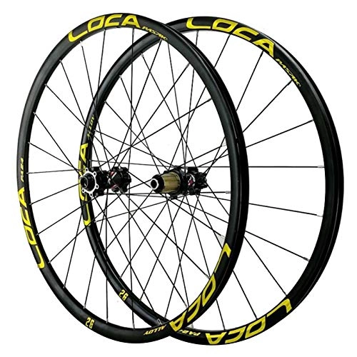 Mountain Bike Wheel : CHICTI Mountain Bike Wheelset, 26 / 27.5 / 29 Inch (700C) 24 Holes Six Nail Disc Brake Aluminum Alloy Ultralight Rim Outdoor (Color : Gold, Size : 29in)