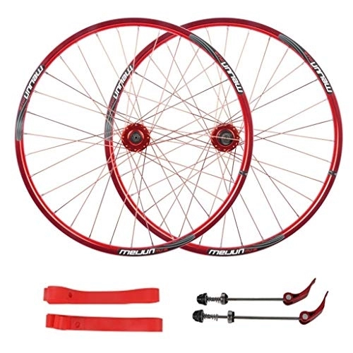 Mountain Bike Wheel : CHICTI Mountain Bike Wheelset 26 Inch, Double Wall Cycling Wheels Quick Release Disc Brake 32 Holes Rim Compatible 7 8 9 10 Speed Outdoor (Color : Red, Size : 26 inch)