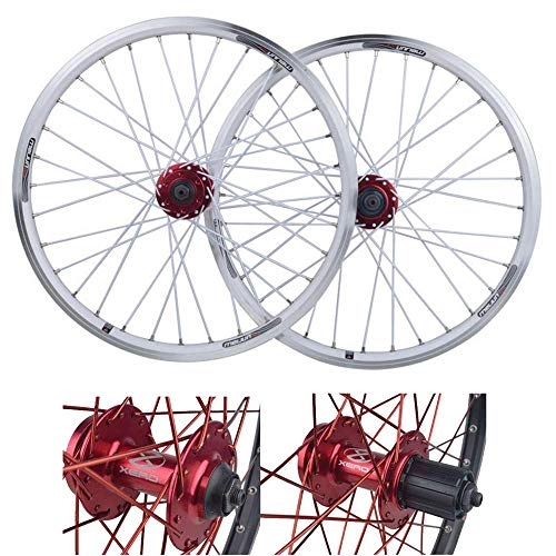 Mountain Bike Wheel : CHP 20 Inch Mountain Bike Rims Front Wheel Rear Wheel Double-Walled Alloy Rim Disc Brake / V Brake Bicycle Wheelset Fast Release White 32H 7 / 8 / 9 / 10 Speed Ball Hub