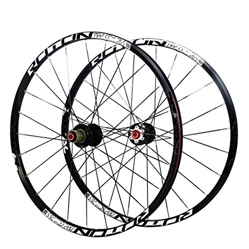 Mountain Bike Wheel : CHP 26 27.5 Inch Mountain Bike Wheelset, MTB Cycling Wheels Alloy Double Wall Rim Carbon Ultralight Drum Disc Brake Quick Release Sealed Bearings 7 8 9 10 Speed 24H (Color : Black, Size : 26inch)