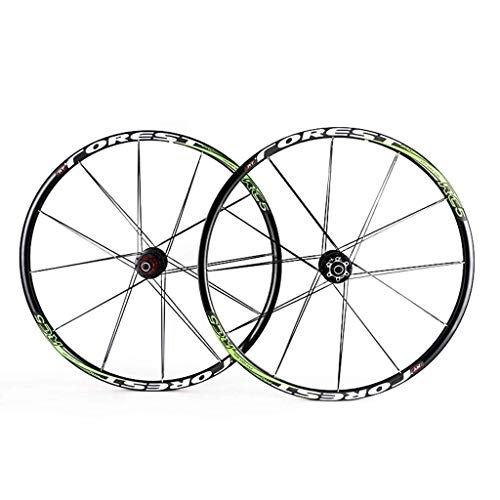 Mountain Bike Wheel : CHP 26 27.5 Inch MTB Bike Disc Wheelset Double Wall MTB Rim 24 / 24H QR Compatible 7 8 9 10 11 Speed (Color : Green, Size : 26inch)