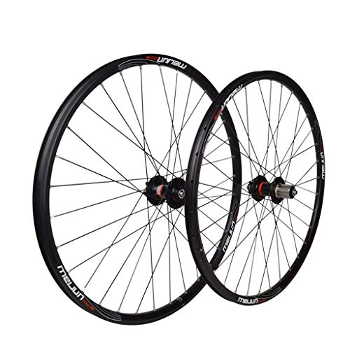 Mountain Bike Wheel : CHP 26" Bicycle Black Wheelset MTB Front Rear Wheels Double Wall Alloy Rim Quick Release Disc Brake 32 Hole 8 9 10 Speed (Color : -)