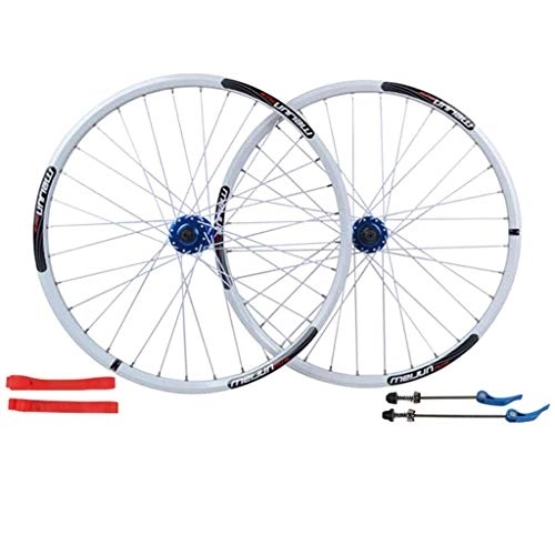 Mountain Bike Wheel : CHP 26" Bicycle Wheel Double Alloy Rim Q / R MTB 7 8 9 10 Speed Bike Wheelset 32H (Color : White, Size : 26in)