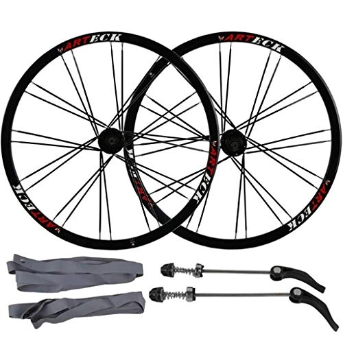 Mountain Bike Wheel : CHP 26inch Mountain Bike Wheelset, MTB Double Wall Rim Disc Brake 7 / 8 / 9 / 10 Speed Sealed Bearings Hub 24H (Color : Black, Size : 26inch)