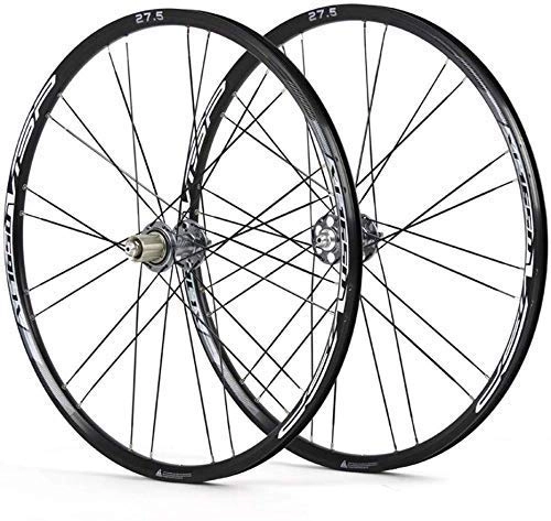 Mountain Bike Wheel : CHP 27.5 inch bicycle wheelset, ultralight rim double-walled aluminum alloy cycling wheels disc brake Fast release mountain bike rims 8-11 speed (Color : Silver)