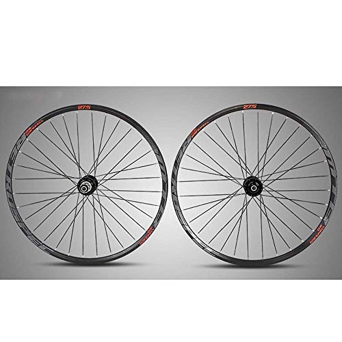 Mountain Bike Wheel : CHP 29 Inch Mountain Bike Wheelset, Double Wall Wheel Rims Aluminum Alloy MTB Rim Fast Release Disc Brake Hybrid 32-Hole Palin Bearing 8 9 10-11 Speed (Color : 27.5in)