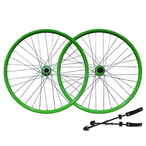 Mountain Bike Wheel : CHP Bicycle Wheel 26" Bike Wheel Set MTB Double Wall Alloy Rim Disc Brake 7-11 Speed Palin Bearing Hub Quick Release 6 Colors (Color : Green)