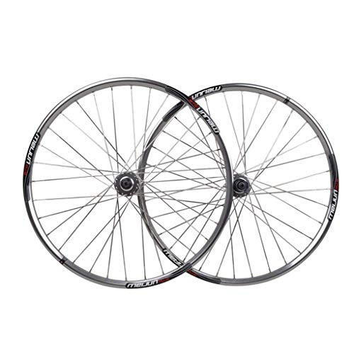 Mountain Bike Wheel : CHP Bicycle Wheelset For 26" MTB Front Rear Wheels Double Wall Alloy Rim Quick Release Disc Brake 32 Hole 8 9 10 Speed Silver (Color : -)