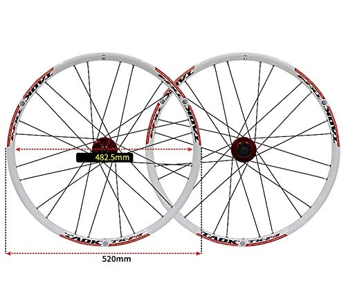 Mountain Bike Wheel : CHP Bike Wheel Set 24" MTB Wheel Double Wall Alloy Rim Tires 1.5-2.1" Disc Brake 7-11 Speed Palin Hub Quick Release 24H (Color : Red)
