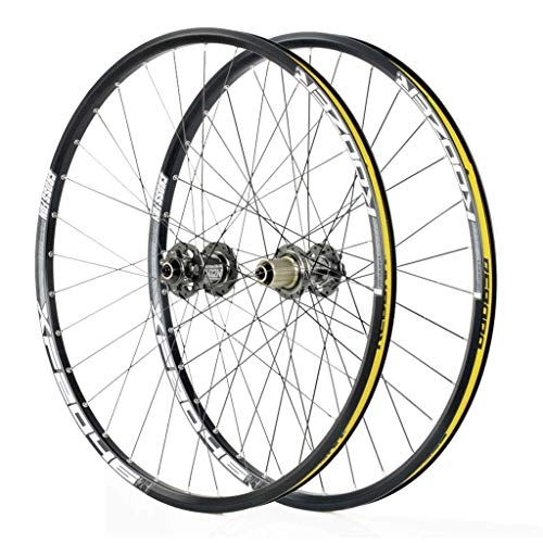 Mountain Bike Wheel : CHP Cycling Wheels For 26 27.5 29 Inch Mountain Bike Wheelset, Alloy Double Wall Quick Release Disc Brake Compatible 8-11 Speed (Color : Yellow, Size : 29inch)