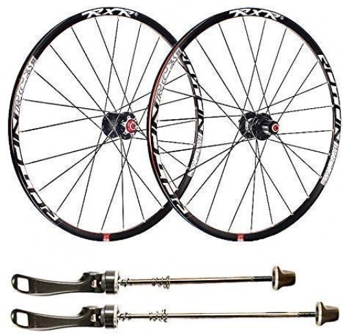 Mountain Bike Wheel : CHP Mountain bike rims, 26 inch bicycle wheelset double-walled aluminum alloy bicycle wheels Quick release disc brake 24 holes 7 8 9 10 11 speed (Color : Black)