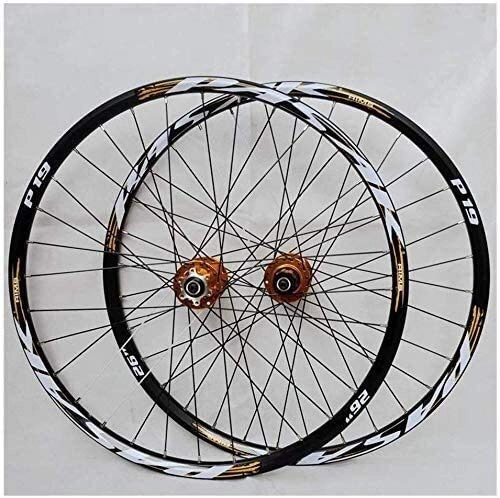 Mountain Bike Wheel : CHP Mountain bike wheelset, 29 / 26 / 27.5 inch bicycle wheel (front + rear) double-walled aluminum alloy rim quick release disc brake 32H 7-11 speed (Color : B, Size : 27.5in)
