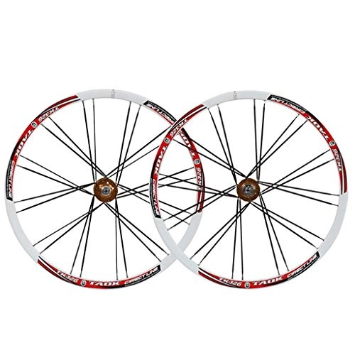 Mountain Bike Wheel : CHP MTB 26" Bike Wheel Set Bicycle Wheel Double Wall Alloy Rim Tires 1.5-2.1" Disc Brake 7-11 Speed Palin Bearing Hub Quick Release 24H 6 Colors (Color : C)
