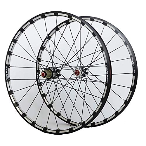 Mountain Bike Wheel : CHP MTB Bike Wheel For 26 27.5 29 Inch Bicycle Front Rear Wheelset Double Layer Alloy Rim 7 Palin Bearing Disc Brake QR 7-11 Speed 24H 1742g (Color : Black Hub, Size : 27.5inch)