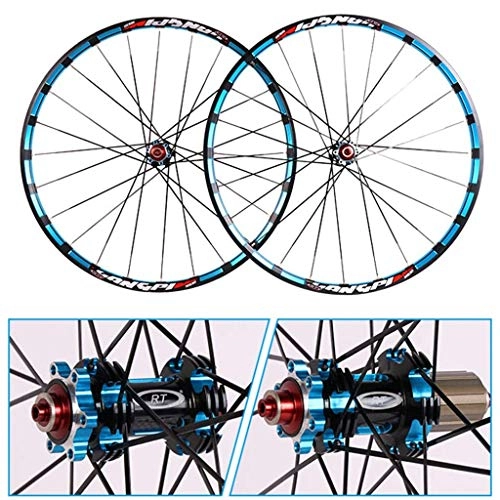 Mountain Bike Wheel : CHP MTB Bike Wheel Set 26 27.5in Double Wall Alloy Rim Carbon Hub First 2 Rear 5 Palin Quick Release Disc Brake 7 8 9 10 11 Speed 3 Colours (Color : Blue, Size : 26inch)