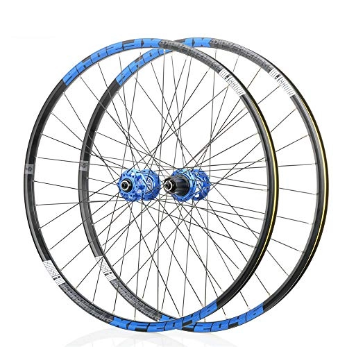Mountain Bike Wheel : CHUDAN Mountain Bike Wheels, Bicycle Wheelset 26 / 29 / 27.5 Inch Front Rear Wheelset Double-Walled MTB Rim Fast Release Disc Brake 32Holes 4 Palin 8-11 Speed, Blue, 29in