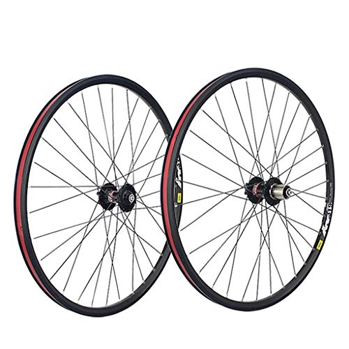 Mountain Bike Wheel : Components Mountain Bike Wheelset 26 / 27.5 / 29 Inch 559x20 Double Wall Rims Bicycle Front And Rear Wheel QR Hubs Disc Brake 32 Holes 7-8-9-10 Speed Cassette Flywheel ( Color : Black , Size : 27.5 inch )
