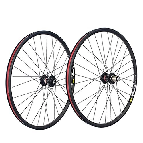 Mountain Bike Wheel : Components Mountain Bike Wheelset 26 / 27.5 / 29 Inch 559x20 Double Wall Rims Bicycle Front And Rear Wheel QR Hubs Disc Brake 32 Holes 7-8-9-10 Speed Cassette Flywheel (Color : Black, Size : 27.5 inch)