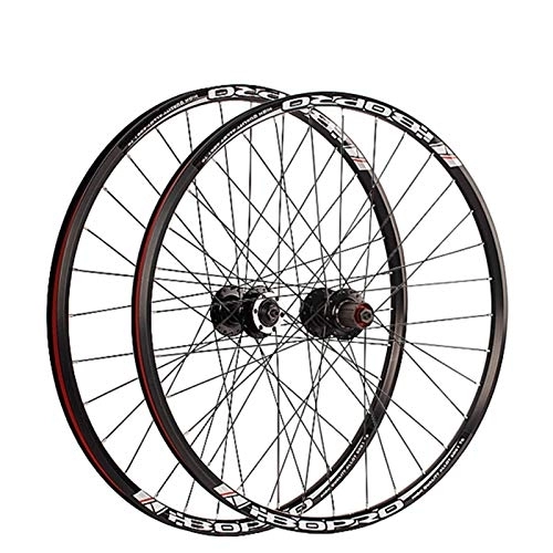 Mountain Bike Wheel : Components MTB QR 26" Mountain Bike Wheel Set Black Bicycle Rim 7-10 Speed Cassette Freewheel Disc Brake Quick Release Sealed Bearings Hub 32 Spoke (Size : 26 inch)