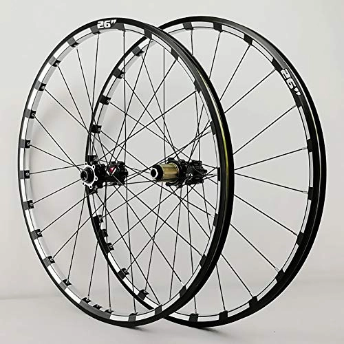 Mountain Bike Wheel : Coool 26 Inches 24H Barrel Axis Bicycle Wheel Set with QR for 7 / 8 / 9 / 10 / 11 / 12 Speed Disc Brake Mountain Bike