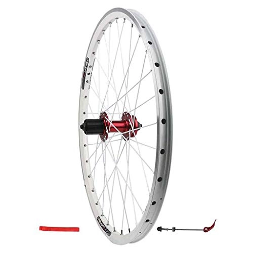 Mountain Bike Wheel : Cuthf 26Inch Mountain Bike, Wheelset Hybrid Double Wall Aluminum Alloy Cycling Rim Disc Brake 24 Hole Quick Release 7 8 9 10 Speed Disc, White, 24 in front wheel