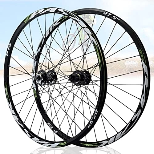 Mountain Bike Wheel : Cycle Wheel 26 / 27.5 / 29" Double Wall Wheelset 32H Rim Mountain Bike Quick Release Wheel Sealed Bearing Disc Brake 7-12 Speed Cassette (Color : Blue, Size : 29in) (Green 29in)