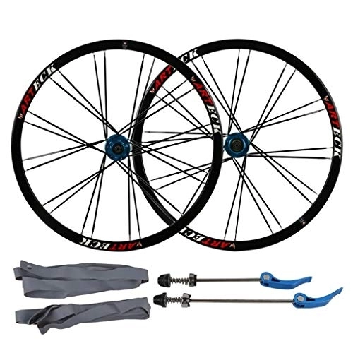 Mountain Bike Wheel : Cycling 26 Inch Mountain Bike Wheelset, Double Wall Rim MTB Bike Wheels Quick Release Disc Brake 7 8 9 10 Speed Alloy drum 24H (Color : Black, Size : 26inch)