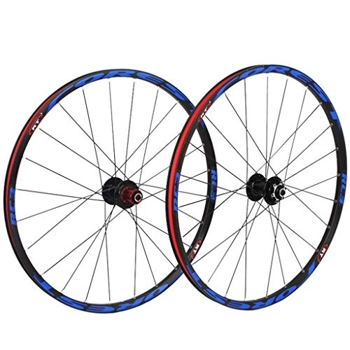 Mountain Bike Wheel : Cycling Mountain Bike Wheelset 26 / 27.5 Inch, MTB Cycling Wheels Alloy Double Wall Rim Disc Brake Quick Release Sealed Bearings 8 9 10 11 Speed (Color : Blue, Size : 27.5inch)