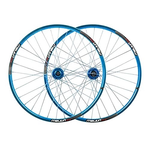 Mountain Bike Wheel : Cycling Wheel Mountain Bike 26" MTB Bicycle WheelSet Disc Brake Compatible 7 8 9 10 Speed Double Wall Alloy Rim 32H (Color : Blue)