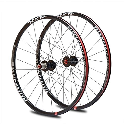 Mountain Bike Wheel : Cycling Wheels 26" / 27.5" Bike Wheel Set Bike Double Wall MTB Rim 9 10 11 speed Cassette Freewheel Sealed Bearings Hub 24H (Color : Black, Size : 27.5inch)