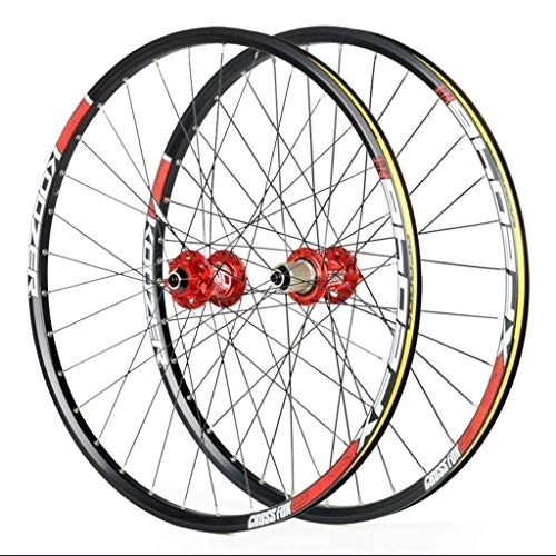 Mountain Bike Wheel : Cycling Wheels For 26 27.5 29 Inch Mountain Bike Wheelset, Alloy Double Wall Quick Release Disc Brake Compatible 8-11 Speed, Red, 26inch
