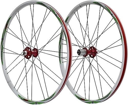 Mountain Bike Wheel : Cycling Wheels Mountain Bike Disc Brake Wheelset 26" Quick Release Bicycle Wheelset Bicycle Wheel Pair (Color : Green a, Size : 26'')