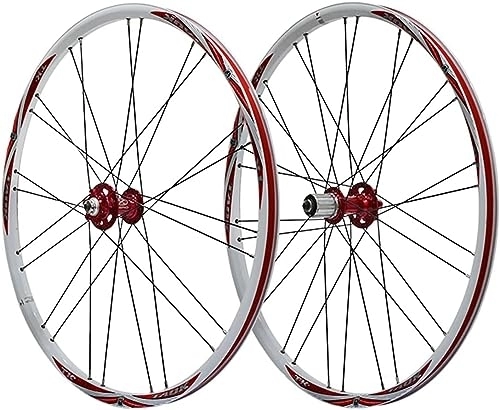 Mountain Bike Wheel : Cycling Wheels Mountain Bike Disc Brake Wheelset 26" Quick Release Bicycle Wheelset Bicycle Wheel Pair (Color : Red a, Size : 26'')