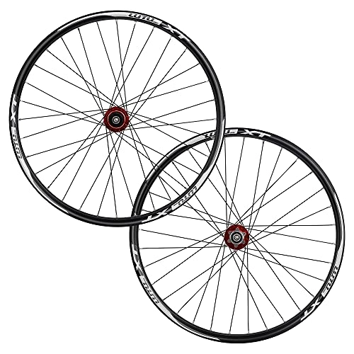 Mountain Bike Wheel : Cycling Wheels Mountain Bike Wheelset 26" 27.5" 29" QR Sealed Bearing Aluminum Alloy Rim Disc Brake 32H MTB RIM QR For 8-11 Speed Cassette (Color : Red, Size : 26")