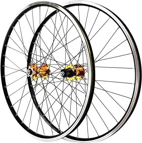 Mountain Bike Wheel : Cycling Wheels Mountain Bike Wheelset 26'' 27.5'' 29'' Rims V Disc Brake Hubs 32 Holes MTB Bicycle Quick Release Wheelset (Color : Gold, Size : 29'')