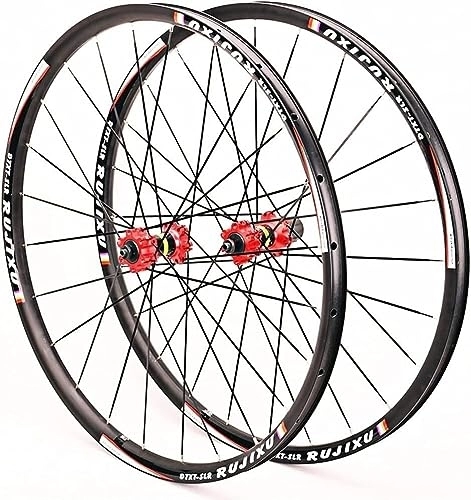 Mountain Bike Wheel : Cycling Wheels Mountain Bike Wheelset 700C Bicycle Wheels Quick Release Hub For 7 8 9 10 11 Speed (Color : Red, Size : 700C1)