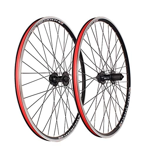 Mountain Bike Wheel : Cycling Wheels MTB 26" Bike Wheelset C / V Brake Bicycle Rim Quick Release 7-10 Speed Cassette Freewheel Sealed Bearings Hub 32 Spoke (Color : Black, Size : 26inch)