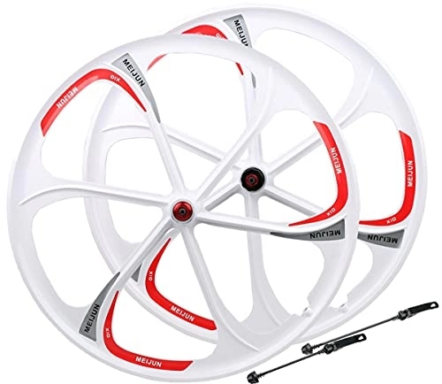 Mountain Bike Wheel : Cycling Wheels MTB RIM Magnesium Alloy Wheels 26 Inch Sealed Bearing Bicycle Wheel Disc Brake Mountain Bike Integrated Wheel Cassette Wheels7 / 8 / 9 / 10speed QR (Color : White, Size : 26")