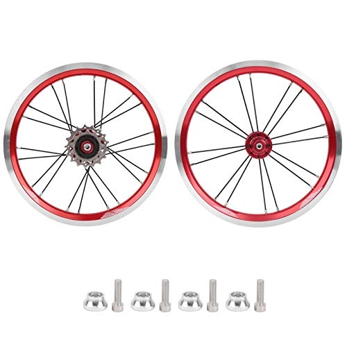 Mountain Bike Wheel : Demeras 14in Bike Wheelset Bicycle Wheelset V Brake Mountain Bike Wheelset Carbon Fiber Hub(Red)