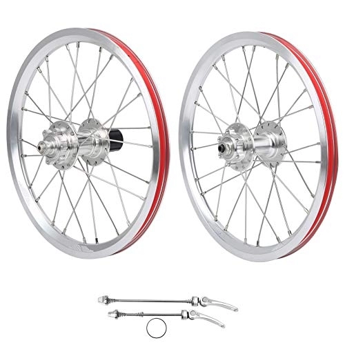 Mountain Bike Wheel : Dilwe 16 inch wheel, mountain bike wheel set 305 disc brake 11-speed 6-nail bearing Compatible with V-brake(Silver)